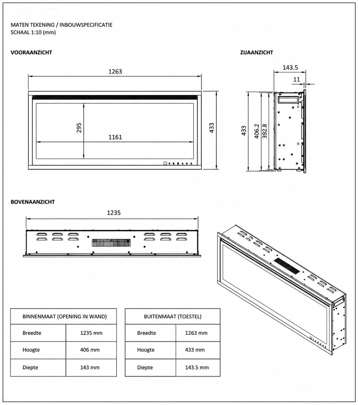 Lumina sfeerhaard - 128cm