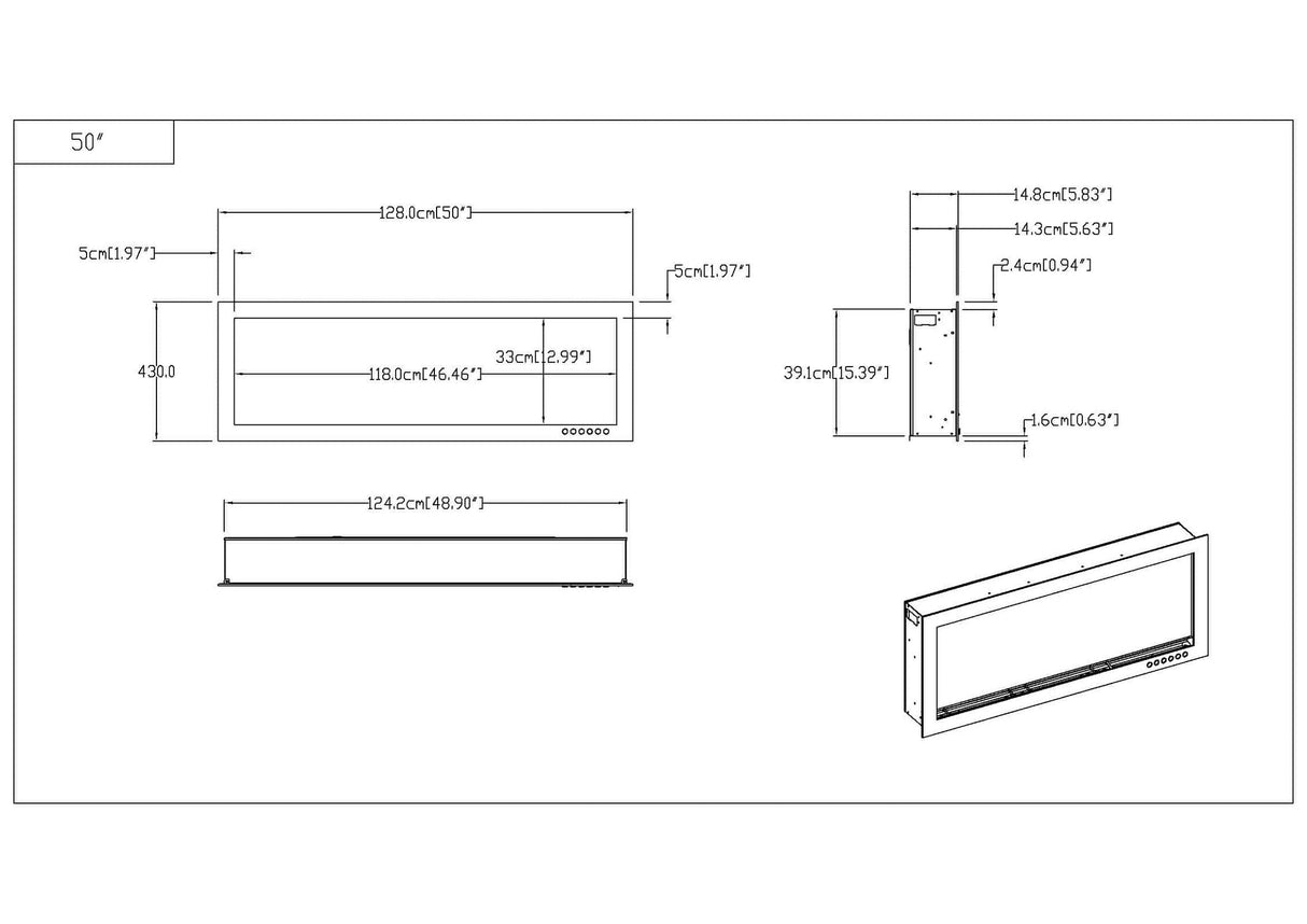 Evoke (slimline) sfeerhaard – 128 cm