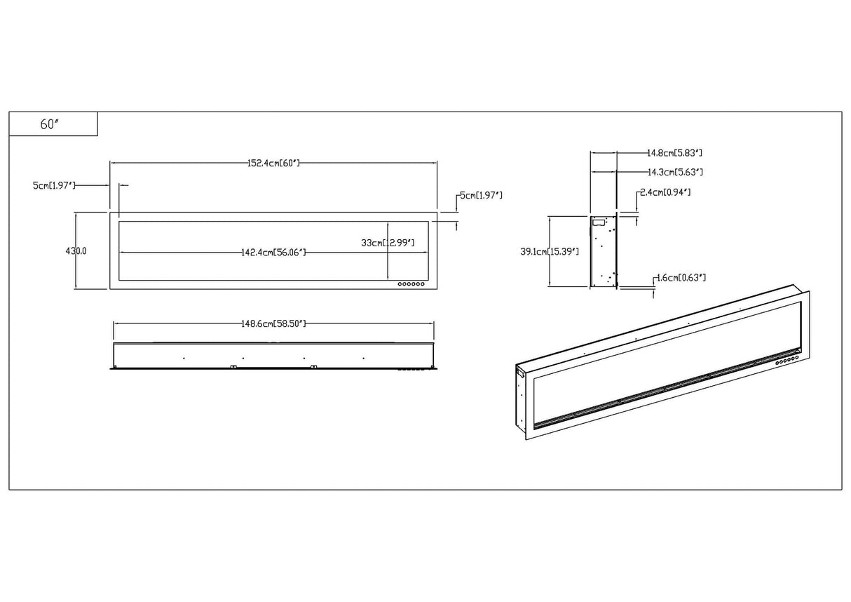Evoke (slimline) sfeerhaard – 152cm