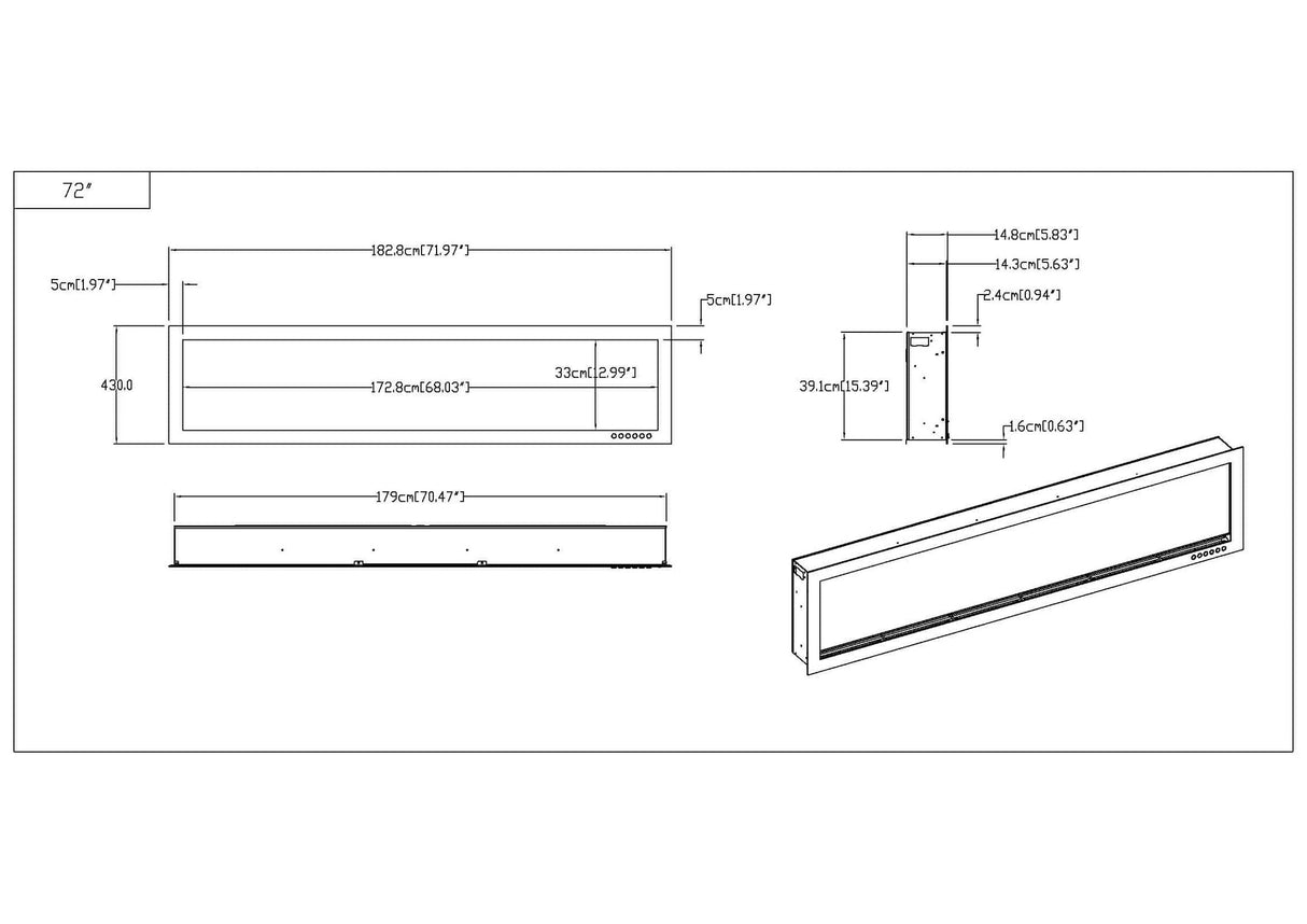 Evoke (slimline) sfeerhaard – 183cm