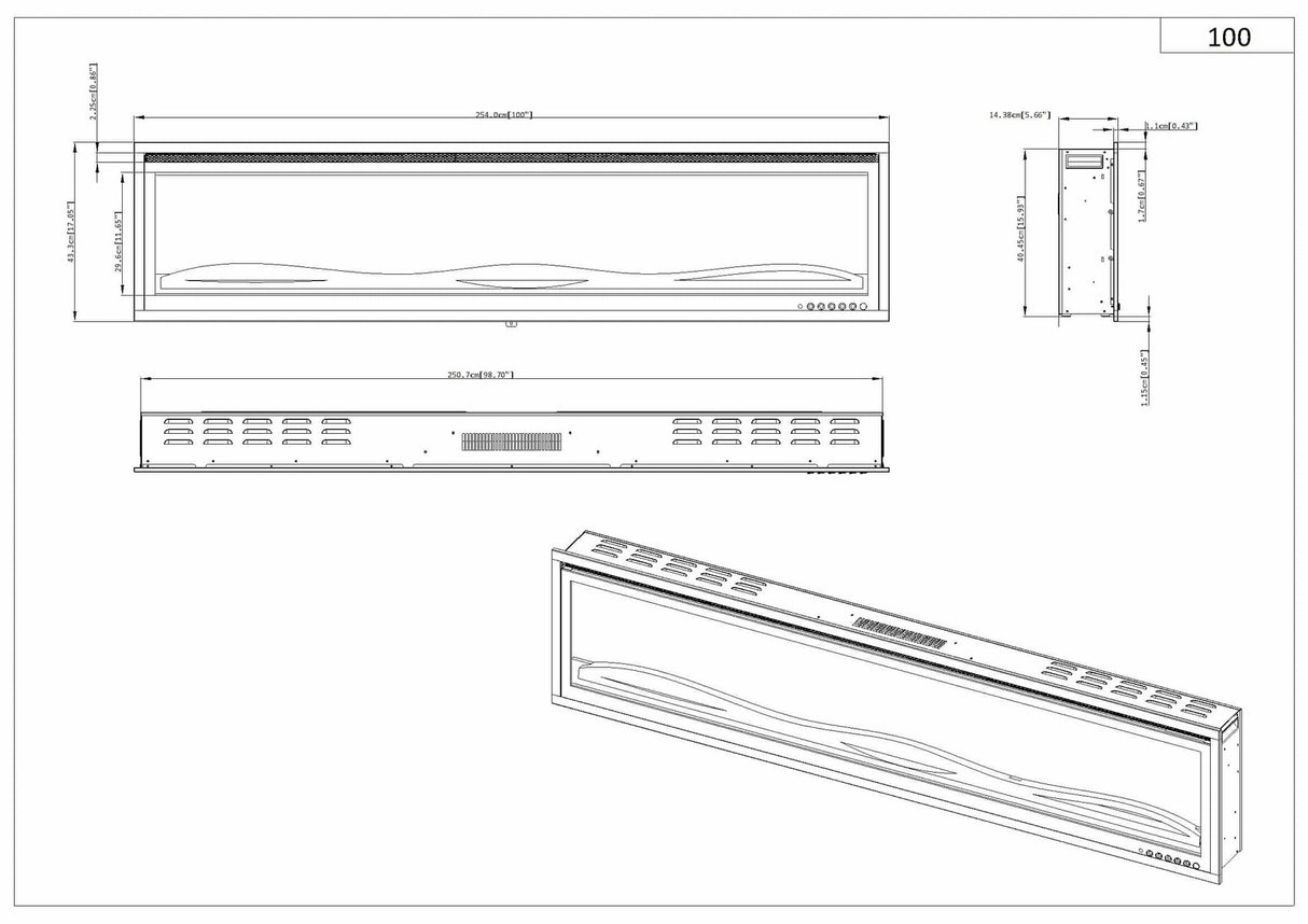 Lumina sfeerhaard - 254cm