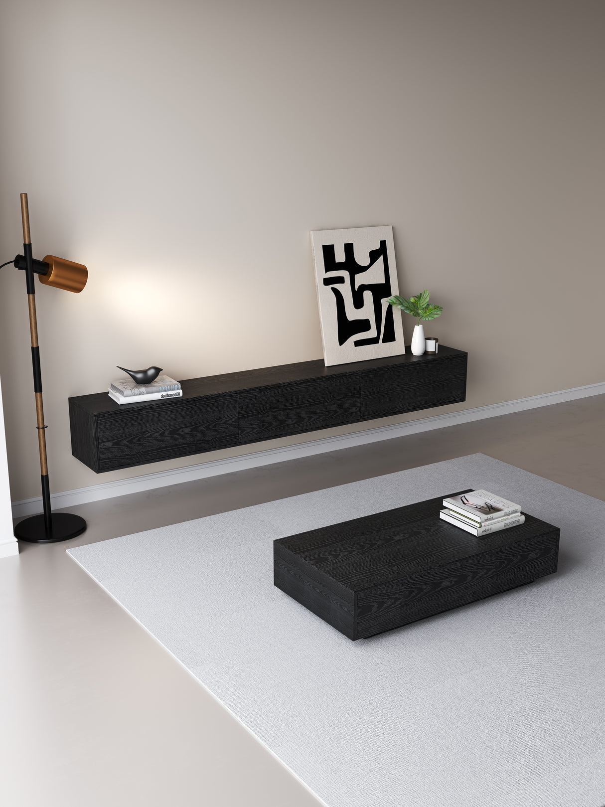 Chic TV meubel 240cm - zwart eiken