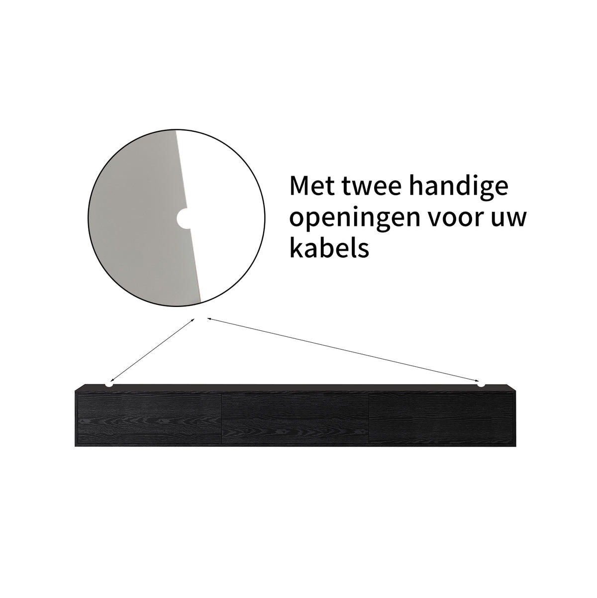 Chic TV meubel 180cm - zwart eiken