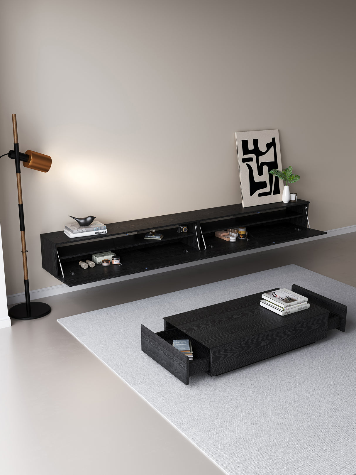 Chic TV meubel 150cm - zwart eiken