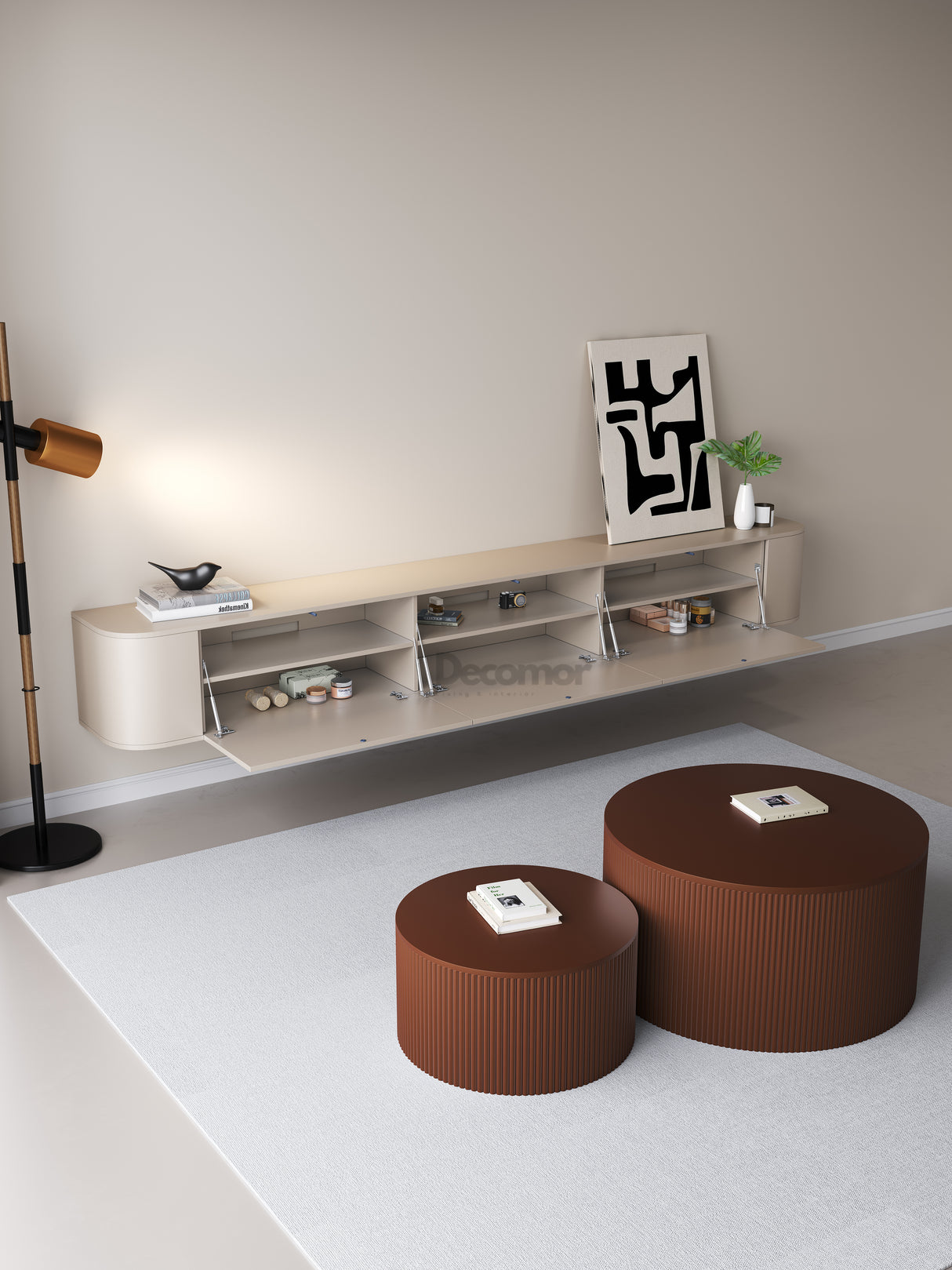 Chic TV meubel Rond - 240cm - Japandi Beige