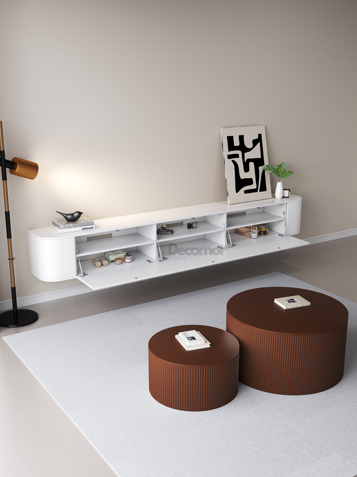 Chic TV meubel Rond - 240cm - Wit