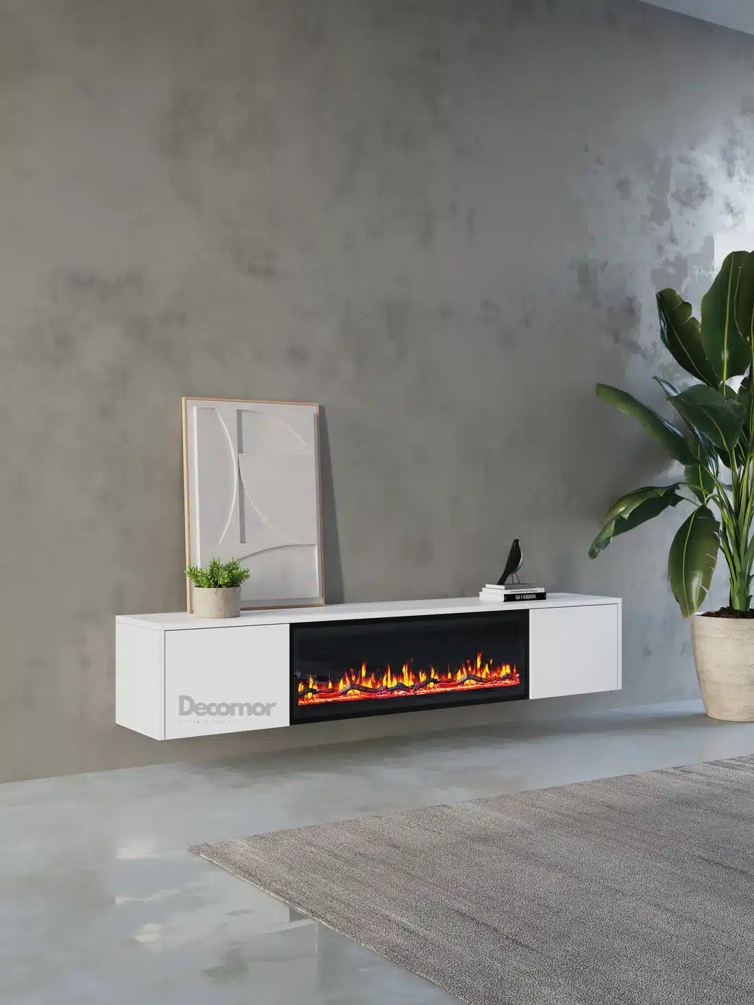 TV meubel met haard 180cm - Pure White