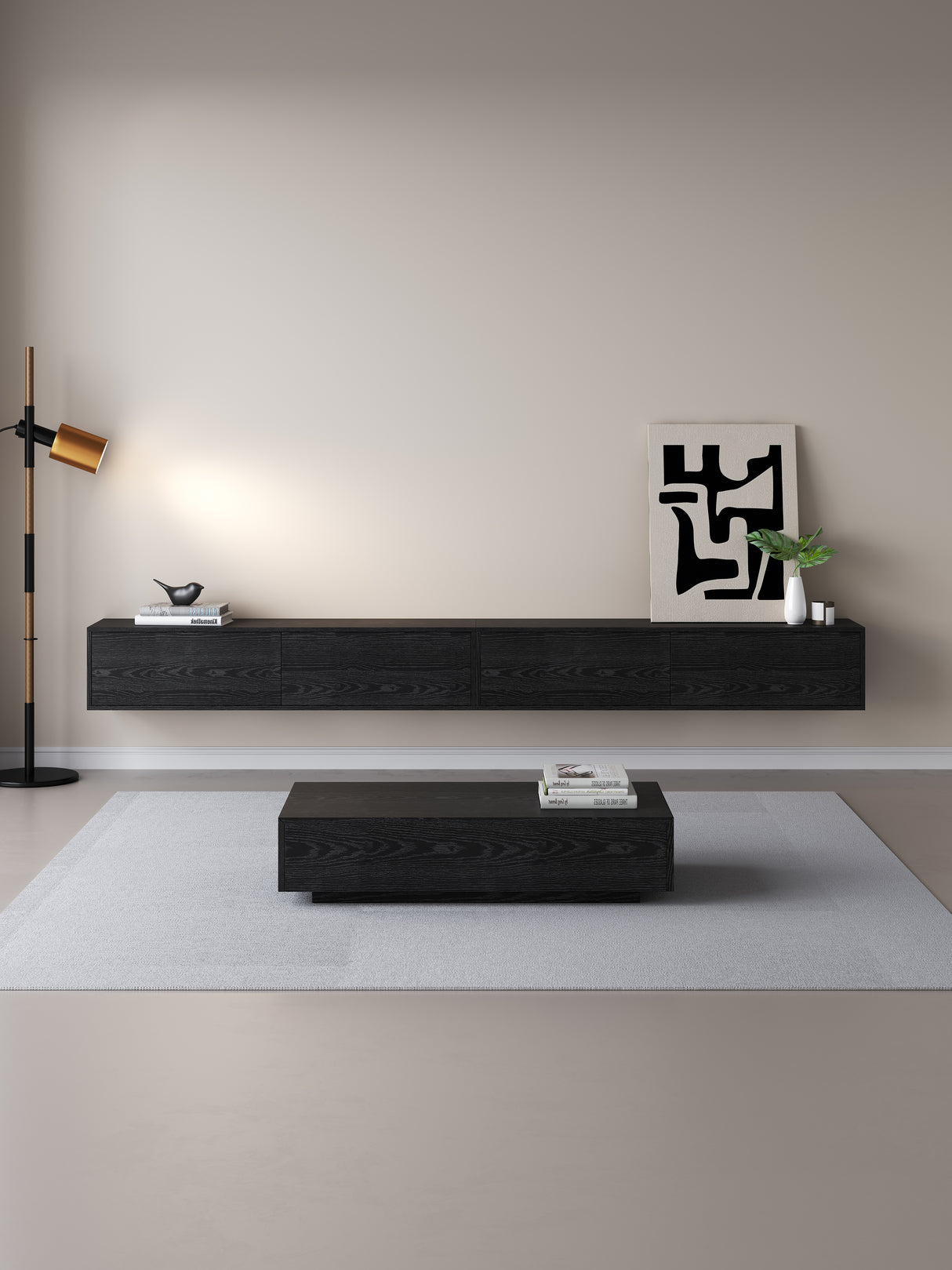 Chic TV meubel 300cm - zwart eiken