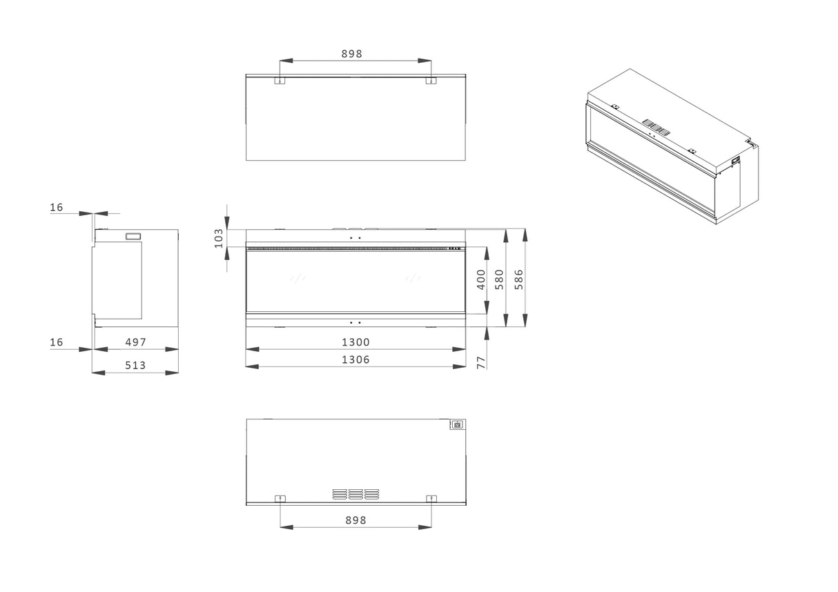 Trimline iX13 Solus - Elektrische haard - Hologramhaard - 130cm