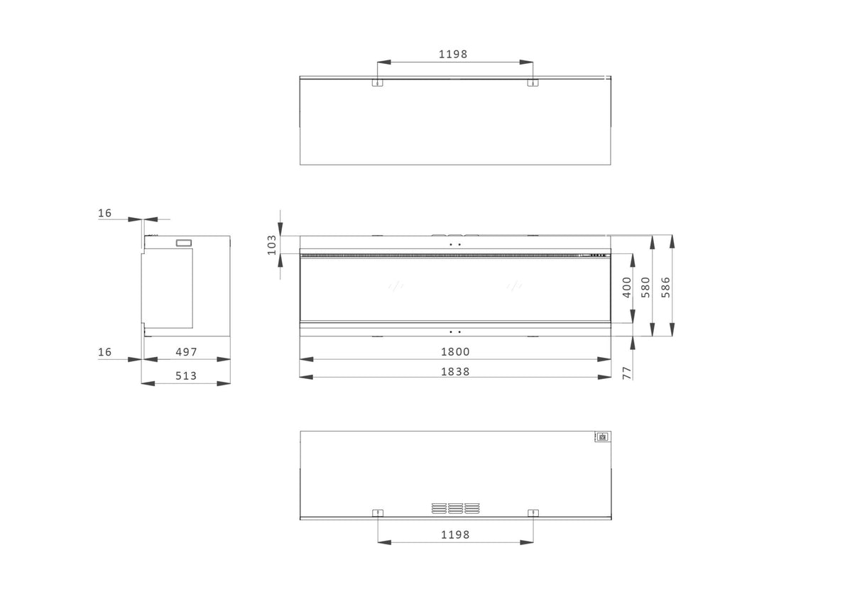 Trimline iX18 Solus - Elektrische haard - Hologramhaard - 180cm
