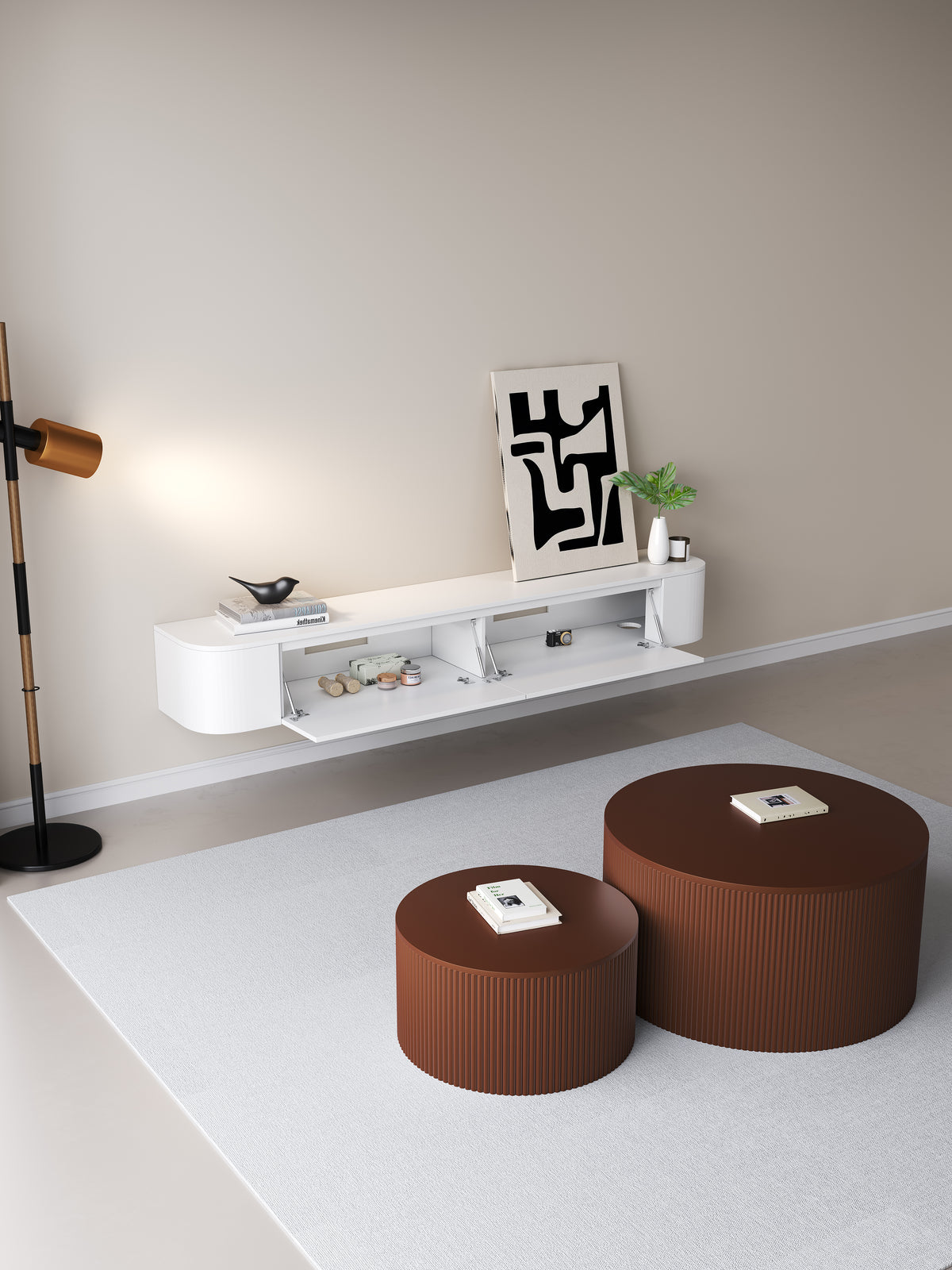 Chic TV meubel Rond - 180cm - Wit
