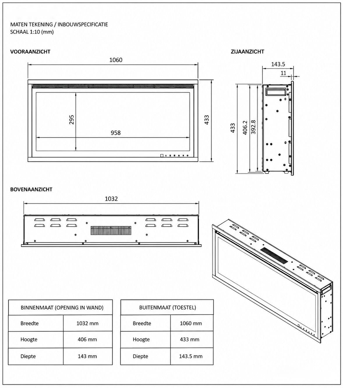 Lumina sfeerhaard - 106cm