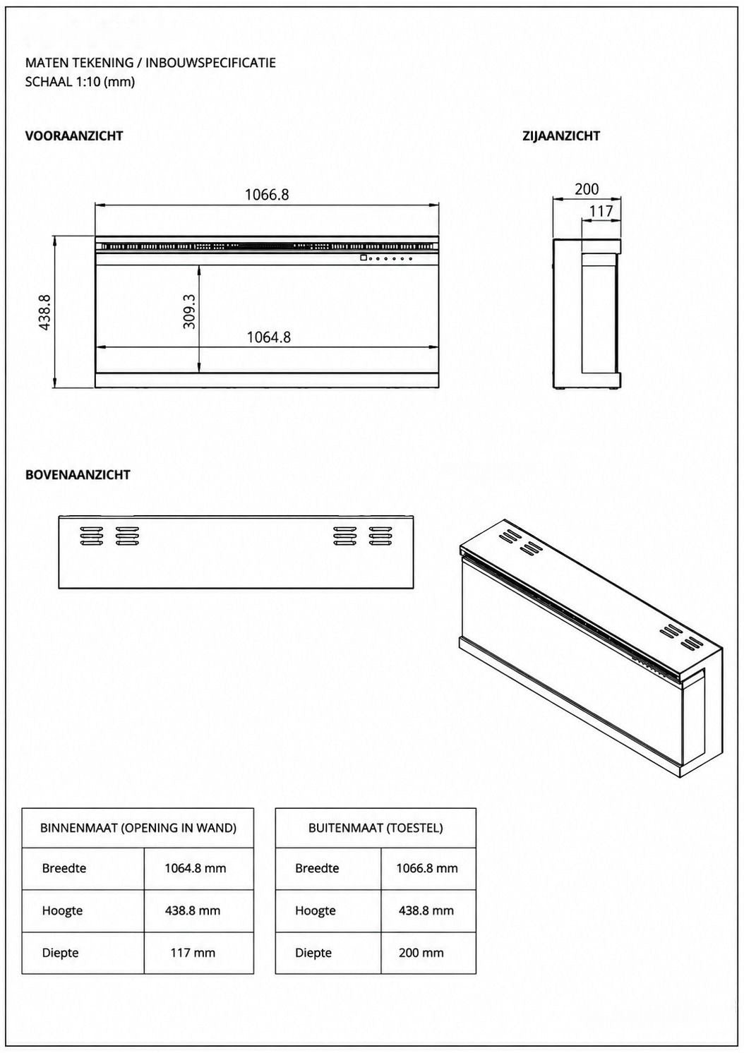 Elegance 3D sfeerhaard – 107cm