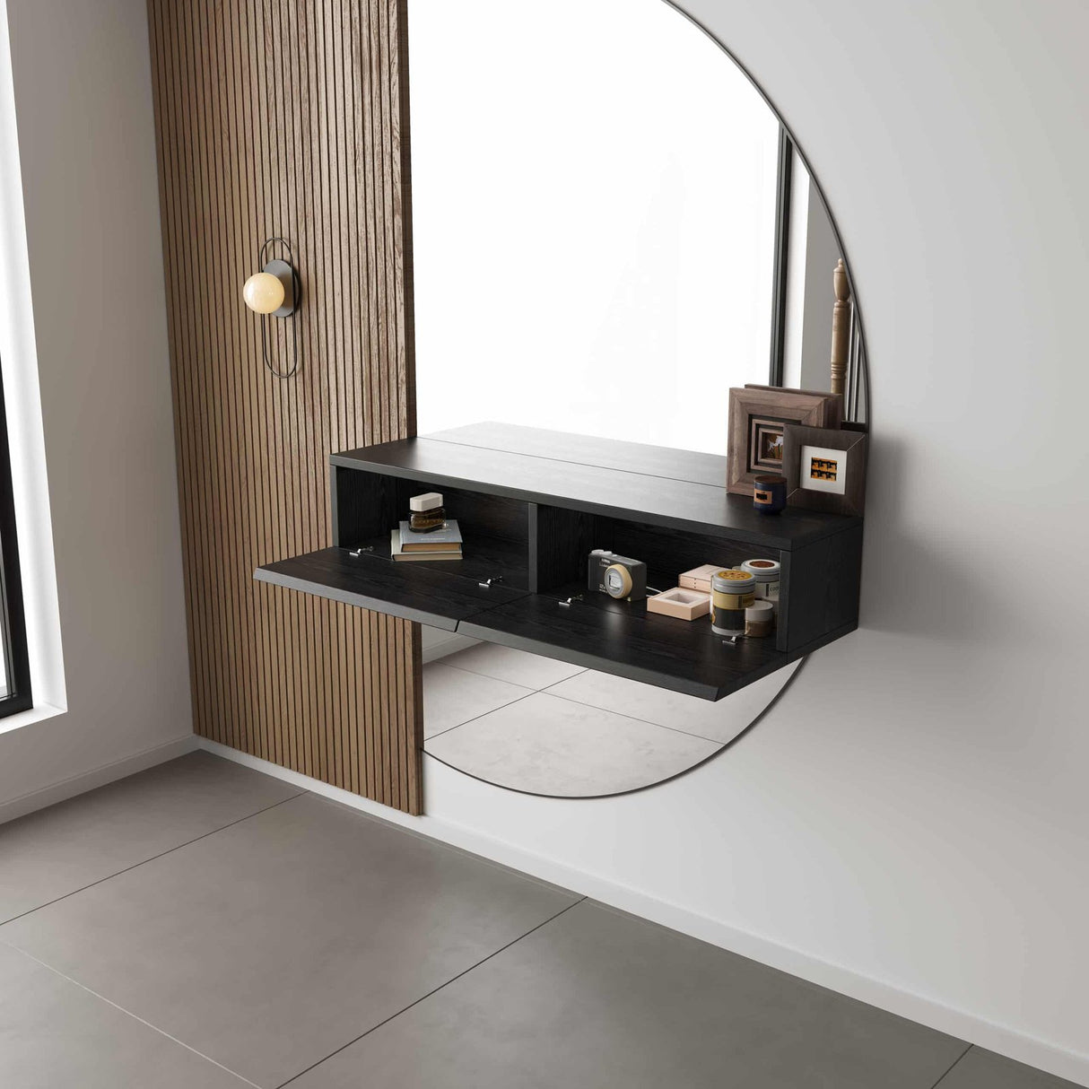 NIEUW! Exclusieve Gangkast Softclose – L100cm x D26cm x H20cm – Zwart Eiken – Black Ash