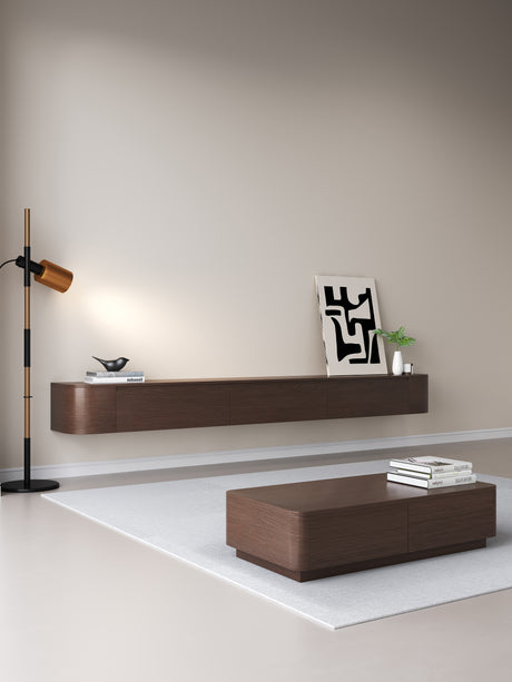 Chic TV meubel Rond - 272cm - Walnoot Eiken