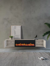 TV meubel met haard 240cm - Japandi Beige