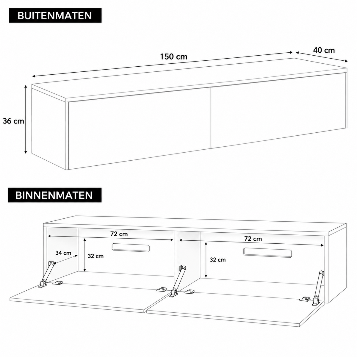 Chic TV meubel 150cm - japandi beige