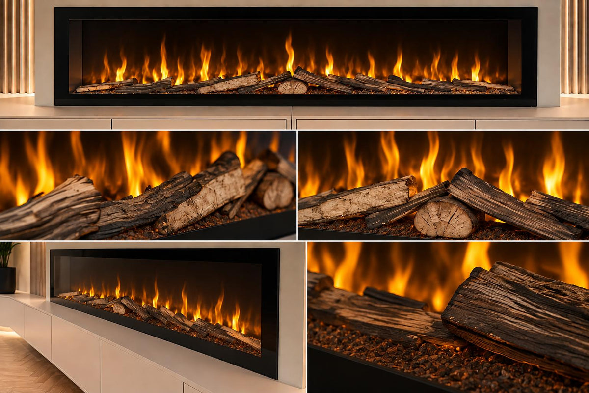 3D Deluxe Echte Houtset voor Haarden – Realistisch en Luxe Vlambeeld - Maat L