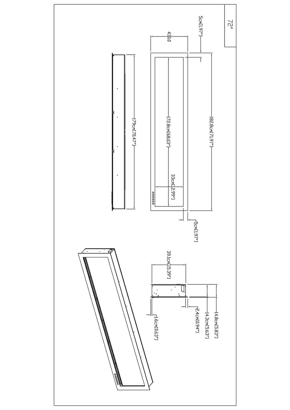 Evoke (slimline) sfeerhaard – 183cm