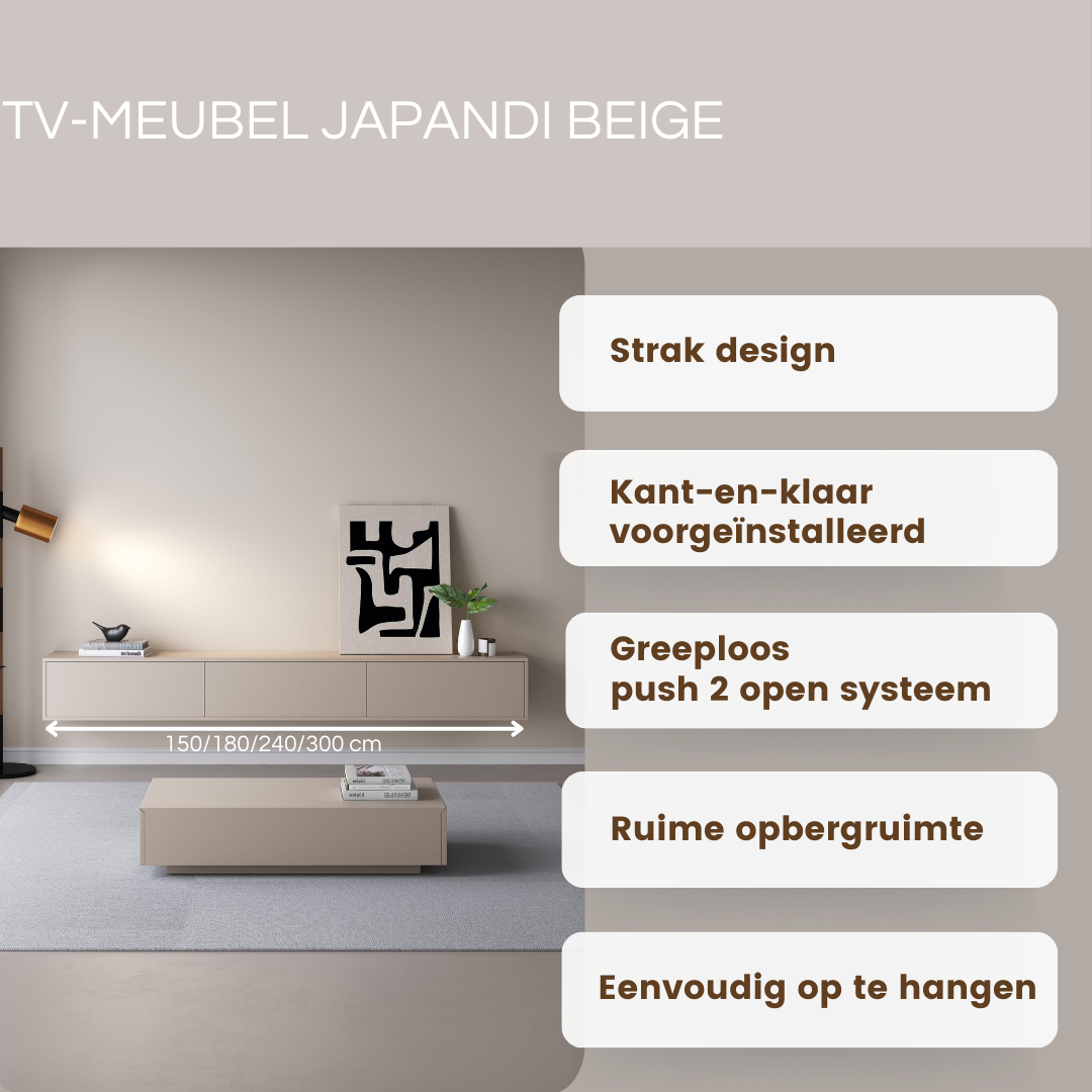 Chic TV meubel 240cm - japandi beige