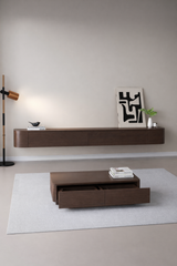 Chic TV meubel Rond - 240cm - Walnoot Eiken