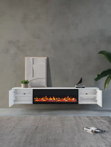 TV meubel met haard 240cm - Pure White