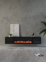 Tv meubel met haard 240cm - zwart eiken