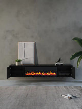 TV meubel met haard 280cm - zwart eiken