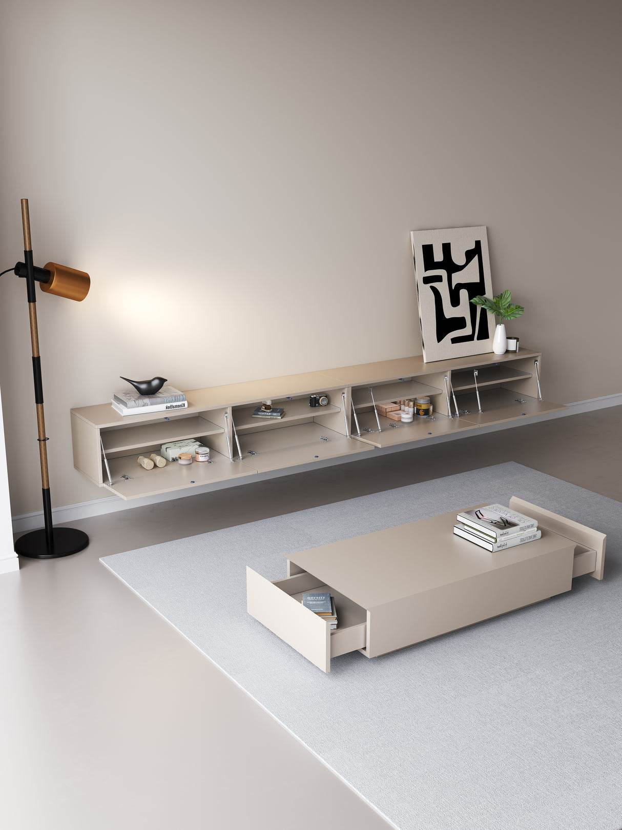 Chic TV meubel 300cm - japandi beige