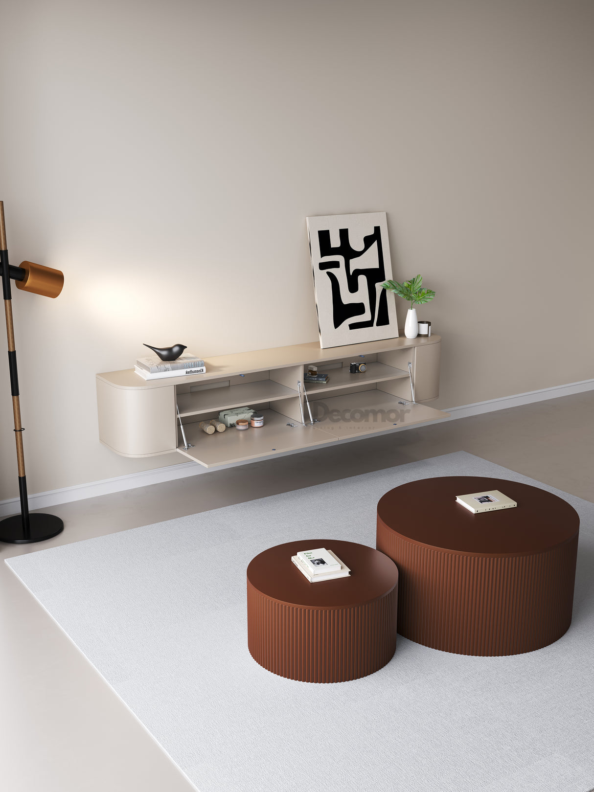 Chic TV meubel Rond - 180cm - Japandi Beige