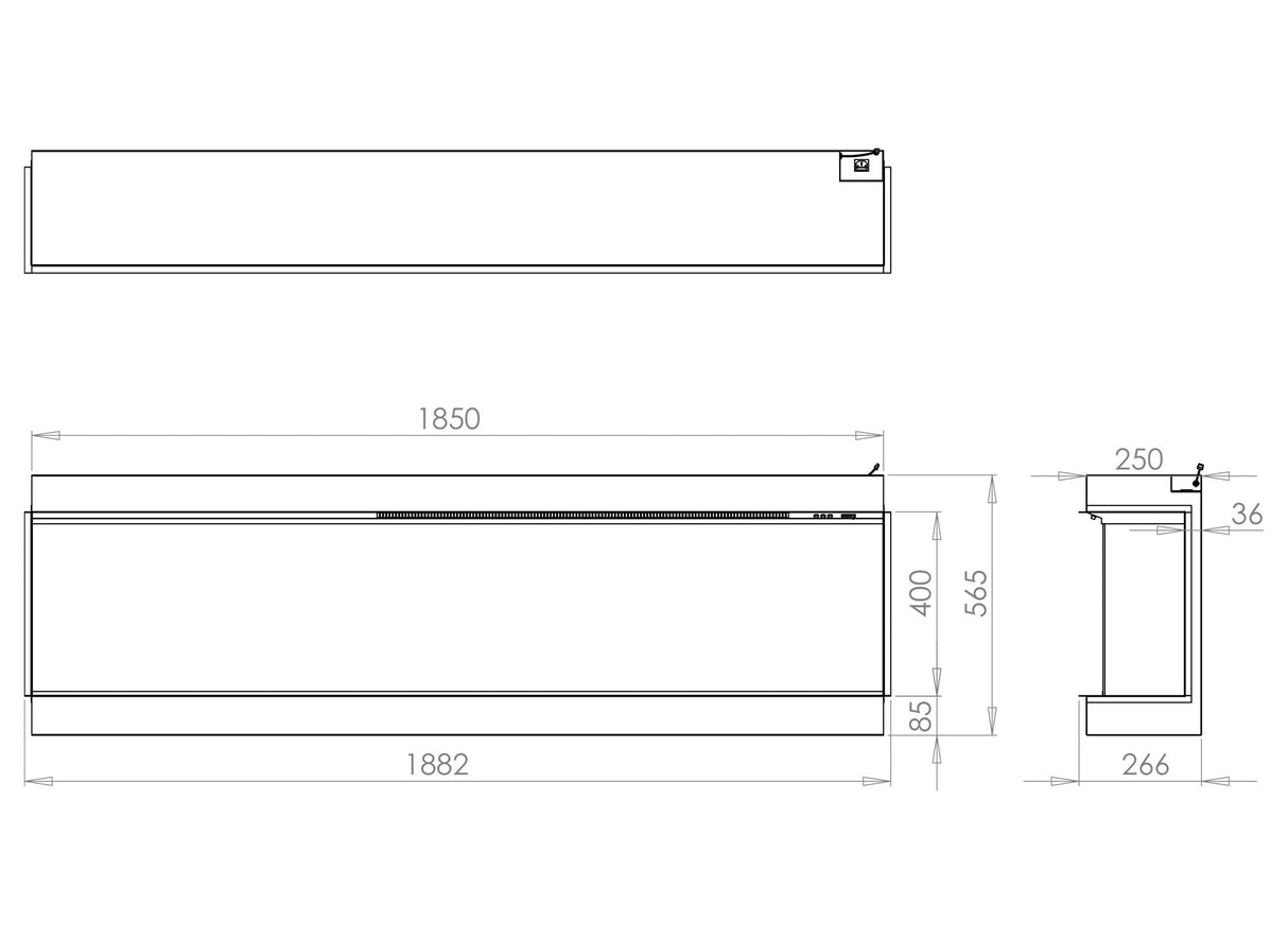 Charlton & Jenrick Luminosa - Elektrische haard - 3 zijdig - 185cm