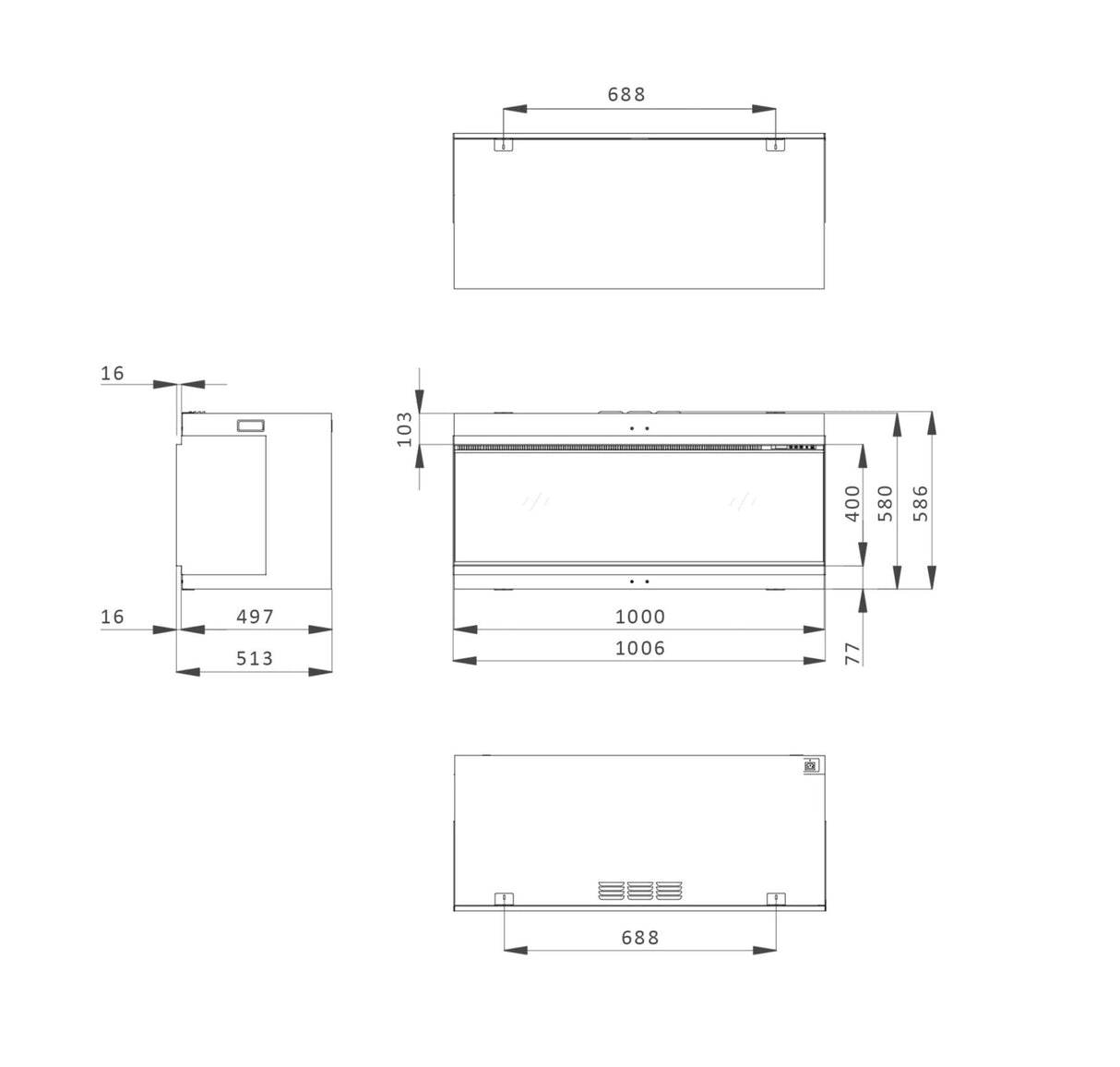 Trimline iX10 Solus - Elektrische haard - Hologramhaard - 100cm