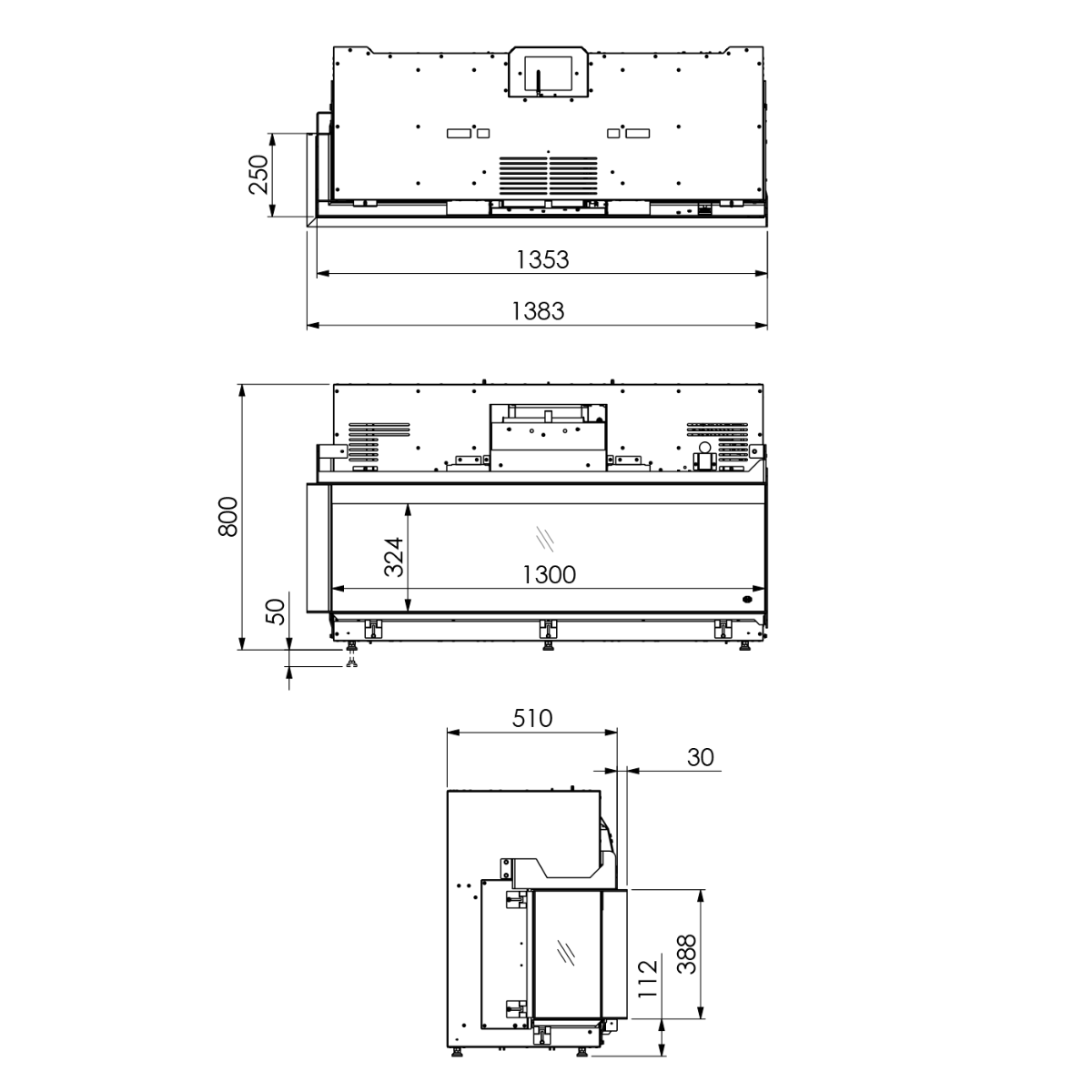 DRU Virtuo 130/2 Evolve - Elektrische 2-zijdig haard - Hologramhaard