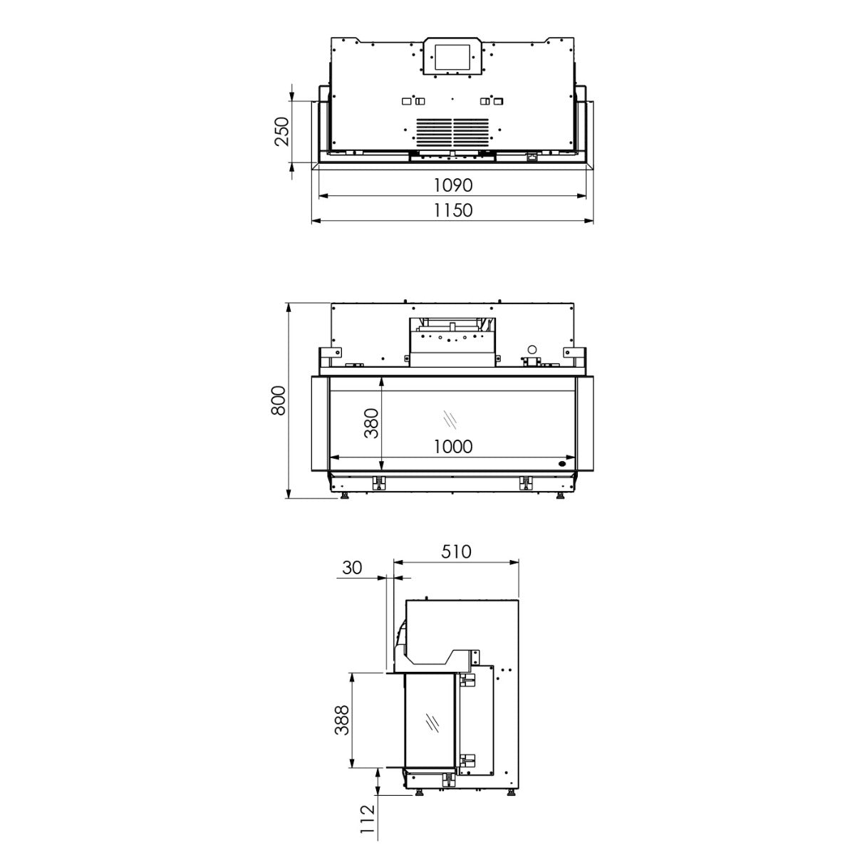 DRU Virtuo 100/3 Evolve - Elektrische 3-zijdig haard - Hologramhaard
