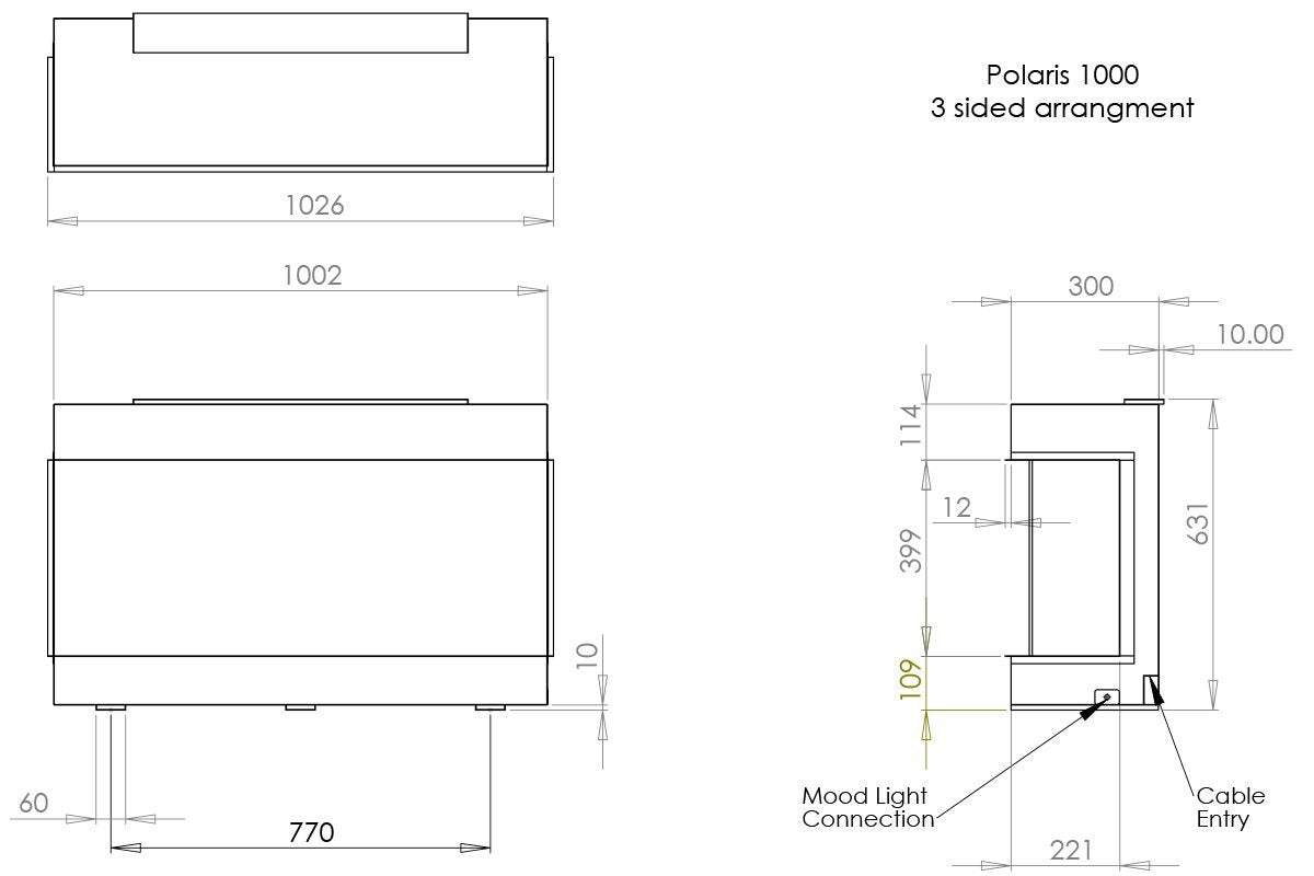 Charlton & Jenrick Polaris 1000mm Elektrische Haard