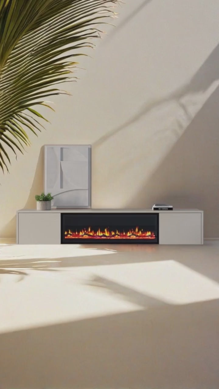 TV meubel met haard 280cm - Japandi Beige