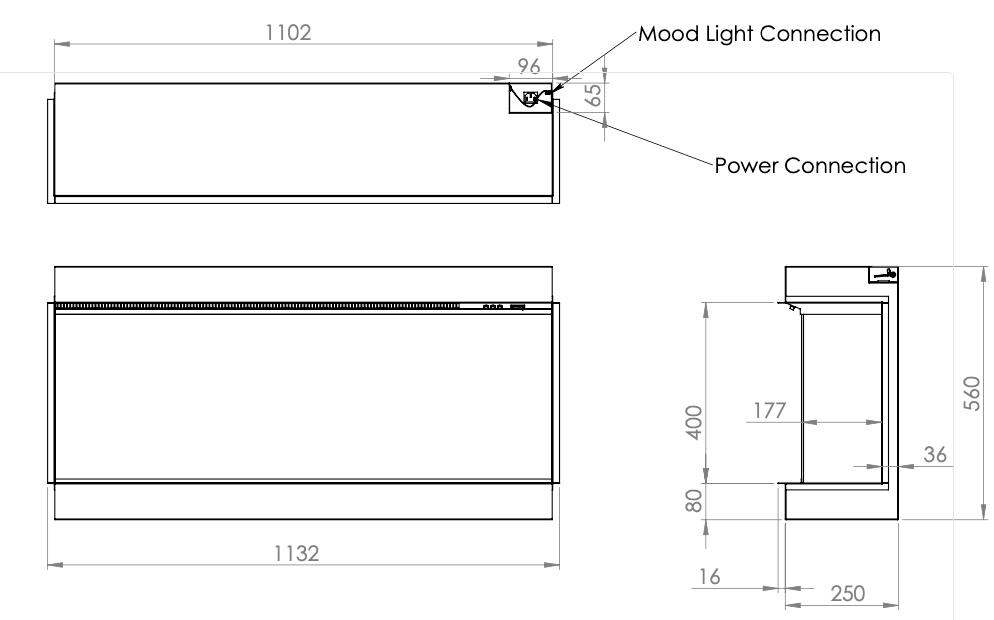 Charlton & Jenrick Luminosa - Elektrische haard - 3 zijdig - 110cm