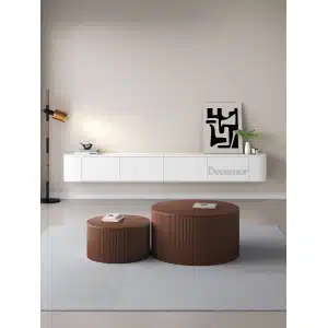 Chic Curve Ronde TV Meubel 300cm - Zwevend – Wit mat