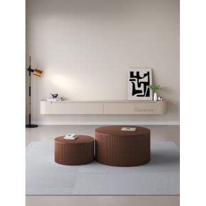 Chic Curve Ronde TV Meubel 180cm - Zwevend – Japandi Beige