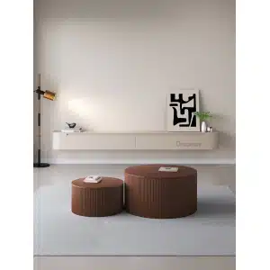 Chic Curve Ronde TV Meubel 180cm - Zwevend – Japandi Beige