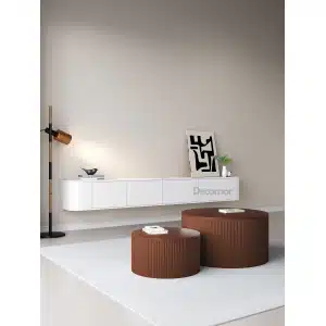 Chic Curve Ronde TV Meubel 300cm - Zwevend – Wit mat