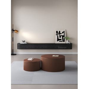Chic Curve Ronde TV Meubel 180cm – Zwart Eiken – Black Ash