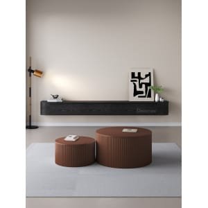 Chic Curve Ronde TV Meubel 280cm – Zwart Eiken – Black Ash