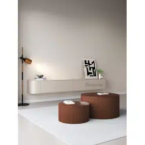Chic Curve Ronde TV Meubel 300cm - Zwevend – Japandi Beige