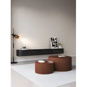 Chic Curve Ronde TV Meubel 180cm – Zwart Eiken – Black Ash