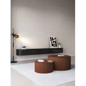 Chic Curve Ronde TV Meubel 240cm – Zwart Eiken – Black Ash