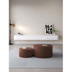 Chic Curve Ronde TV Meubel 180cm - Zwevend – Wit mat