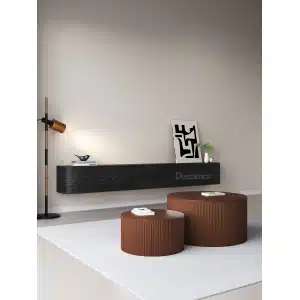 Chic Curve Ronde TV Meubel 300cm – Zwart Eiken – Black Ash