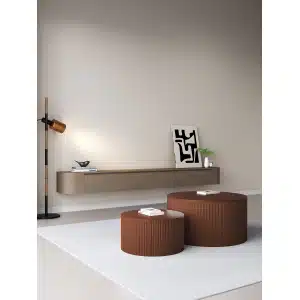 Chic Curve Ronde TV Meubel 240cm - Zwevend – Walnoot