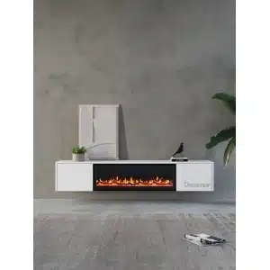 TV meubel met haard 180cm - Pure White